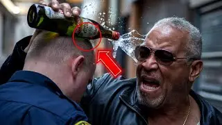 Racist Cop tries to break beer bottle on black war veteran and gets desperate at what he does...