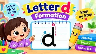 The letter d | formation of letter d | how to write letter d NTP Cursive writing style. #kids