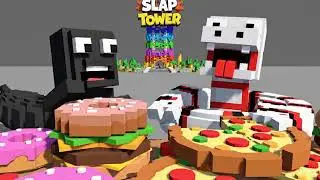 DARK vs WHITE Food Hungry Mom Worm and Dad Worm MUKBANG (ROBLOX Slap Tower)