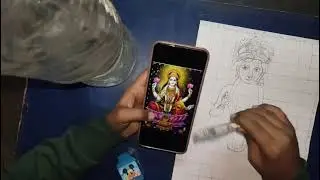 Maa laxmi ji ki drawing with grid method part-2