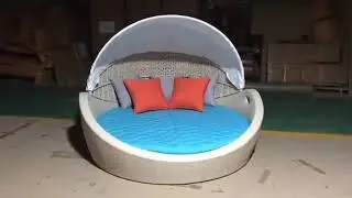 outdoor luxury furniture patio leisure wicker daybed round rattan canopy sunbed