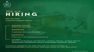 Bank Al Habib Hiring Customer Support Officer For All Over Pakistan -Latest Bank Al Habib Jobs 2024