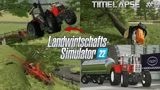 GEFÄHRLICHE Grasernte am HANG! 😱🚜💨 LIECHTI beliefern & Baum FÄLLEN? 🤔🍫🌳 | [LS22] - Timelapse #8