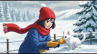 A Cozy Winter Day ❄️ Rescuing a White Cat, Harvesting Strawberries 🍓 & Baking a Cake | Ghibli Nature