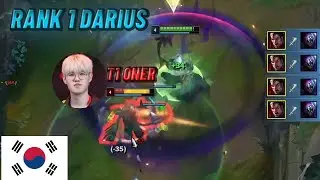 Rank 1 Darius RaiderGO Insane 1v9 in Korea vs T1 Oner