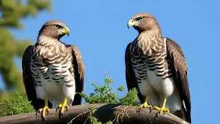 Majestic Aerial Guardians: Buzzard (Buteo Buteo) Duo Soaring | No Copyright, Free to Use