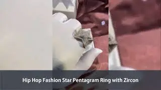 Hip Hop Fashion Star Pentagram Ring with Zircon