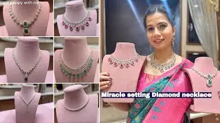 Tirumala Jewellers Miracle Setting Diamond Necklace collection,Looks like solitaire but costs 1/4th