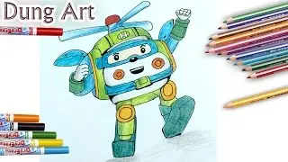 Transforming Police Car Poli Fire Truck Roy Robocar | How to draw Toy funny #1