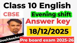 Class 10 english Pre board evening shift answer key 2025-26