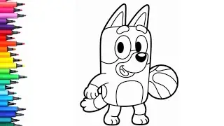 Bingo From Bluey Play with Football Drawing, Painting & Colouring for Kids and Toddlers_ Kids Art