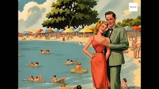 Retro FUN at the Beach with 1950's COMIC Style!