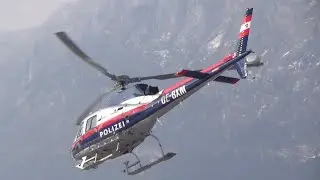 Police helicopter AS350 takeoff from Innsbruck - Polizei