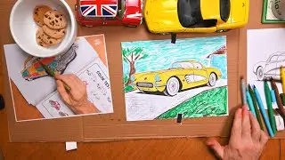 Coloring a 1960s Corvette — Relaxing Art Therapy Session for Stress Relief- coloring yellow corvette