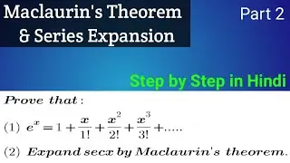 #maclaurin #calculus #bsc Maclaurin's Theorem & Series Expansion !! Exercise problems B.Sc. Maths