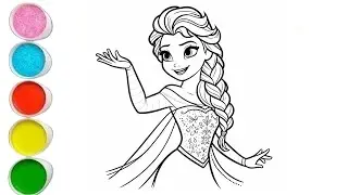 Cute Elsa Frozen Drawing, Painting and Coloring For Kids and Toddlers | Let's Draw Together