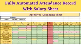 Daily employee attendance sheet in excel||How To Make Automated Attendance Sheet with salary Sheet