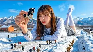 A 20-meter tall giantess returns to her village and rescues a 900-pound cow!