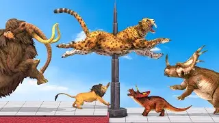Who Can Avoid Giant Spike Dinosaurs or Prehistoric Animals and Modern Mammals Animal Revolt Battle