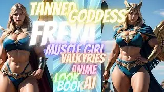 GODDESS FREYA TANNED VALKYRIE MUSCLE GIRL FLEX 🥰😍#muscles #AIART #norse #animeai  #freya