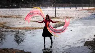 Wintery Silk Veil Poi Flow Dance- California Dreamin