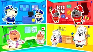Wolfoo - Desenhos Animados 🎬 Playhouse De Quatro Cores 🧱 Finja Que Brinca De Trabalho E Carreira