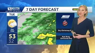 Rain Wednesday afternoon across Central Alabama followed by colder temperatures leading up to Chr...