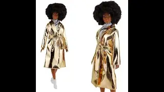 Golden patent coat outfit for 1/6 fashion Barbie doll/Золотистый лаковый плащ одежда для куклы Барби
