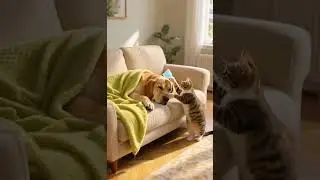 04/ Dog is sick😨#Shorts#FunnyPets#DogAndCat#AnimalComedy#KittenAndPuppy #PetFriends # #AnimalLove