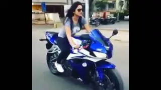 Pakistani  girl heavy bike stunt tricks