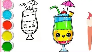 How to draw a cute tropical drink |Easy drawing for kids |Cute drawing for kids |colourfull drawing