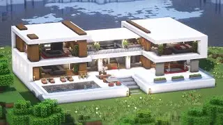 Minecraft: How To Build a Large Modern House Tutorial(#19) | 마인크래프트 건축, 모던하우스, 집 짓기, 인테리어