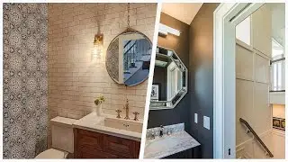 75 Brown Floor Powder Room With Black Walls Design Ideas You'll Love 💎
