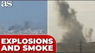 EXPLOSIONS and SMOKE seen on GAZA skyline hours after CEASEFIRE agreement
