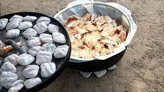 Fresh Peach Cobbler in Lodge Camp Dutch Oven