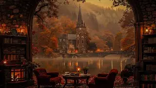 Cozy Reading Nook Overlooking the Gothic Church | Gothic Lakeside Retreat in October | Dark Academia