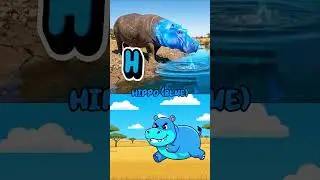 E F G H Elephant Flamingo Giraffe Hippo Colors Green Purple Rainbow Blue Kids Song Fun 3D