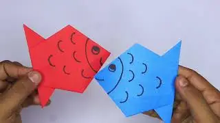 Как сделать простую рыбку-оригами из бумаги для детей / Идеи для детского творчества / Простые по...