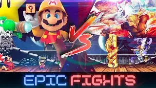 [Epic Fights] - SUPER MARIO (MAKER) vs RYU & KEN! Best Fun Multiverse Fight!