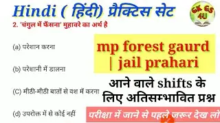 mp forest gaurd , jail prahari Hindi practice set| most important question | #ctetexam