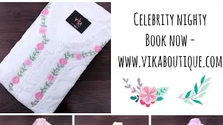 Embroidery and printed nighty