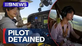 Young pilot&rsquo;s world record attempt stalled after arrest | 9 News Australia