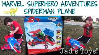JAD'S TOYS: Marvel Superhero Adventures Spiderman Plane - toy unboxing & play!