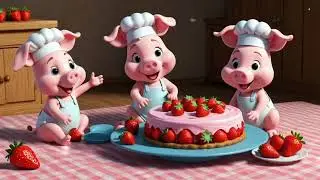 Strawberry Cake Party with Piglets | Fun Baking Song for Kids