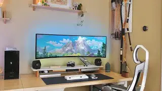 WFH Desk Setup of an Engineer | SUPER Ultrawide Monitor, PC Build, Custom Keyboard, Archery Wall 🏹