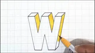 How to draw 3D letter Capital Alphabet W tutorial | G. DeviChandra #Video