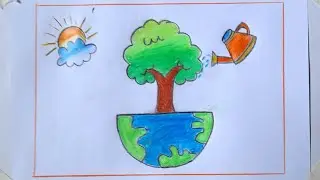 World Nature Conservation Day Drawing Easy |Save Earth Save Nature Poster| Save Earth drawing easy 