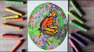 Monarch Butterfly---oil pastel drawing for beginners/step by step/easy learning