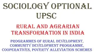 2.10.1 | Programmes of Rural development, Community Development Programme | Sociology Optional