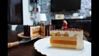 Gâteau NOEL vanille caramel abricot. Gâteau de noël fruits jaunes - Gâteau abricot caramel